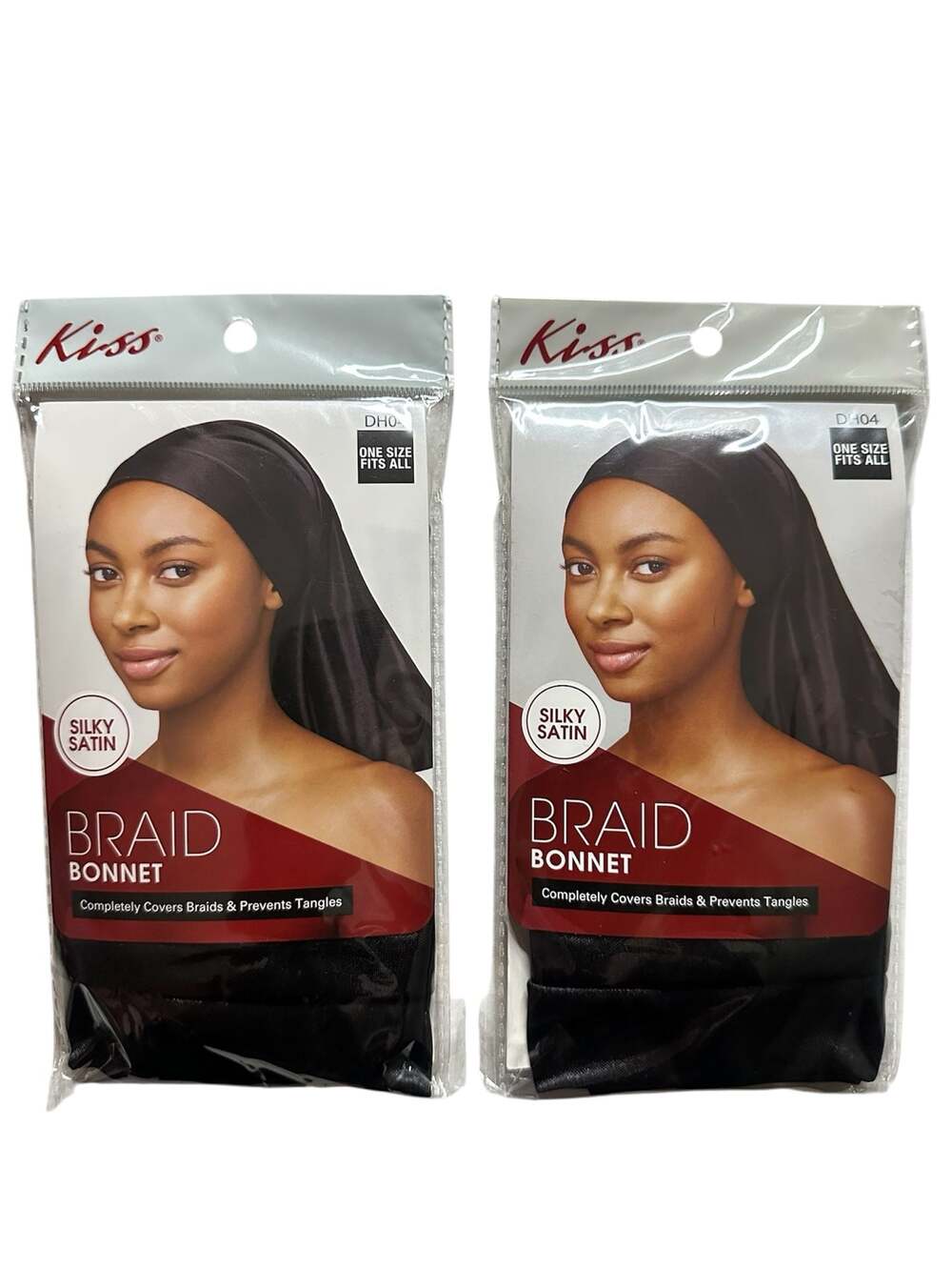 Kiss Silky Satin Braid Bonnet Model DH04, Black, 2-Pack